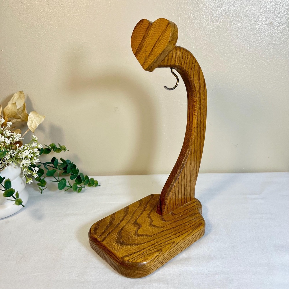 Vintage Hand-Crafted Heart Shaped Wood Banana Hook Holder